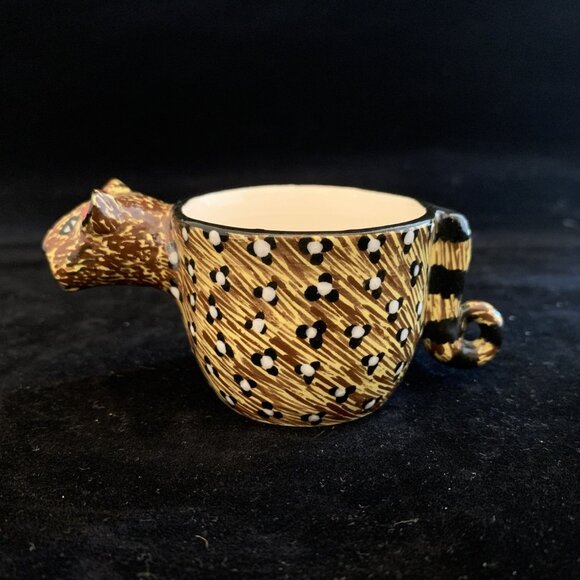 1999 Ardmore Studio Leopard Demitasse Cup South African Zulu Ceramic Pottery Vtg - Picture 1 of 12